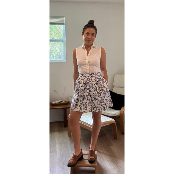 Loft Blue Paisley Short A Line Skirt Size 0P - Picture 3 of 6